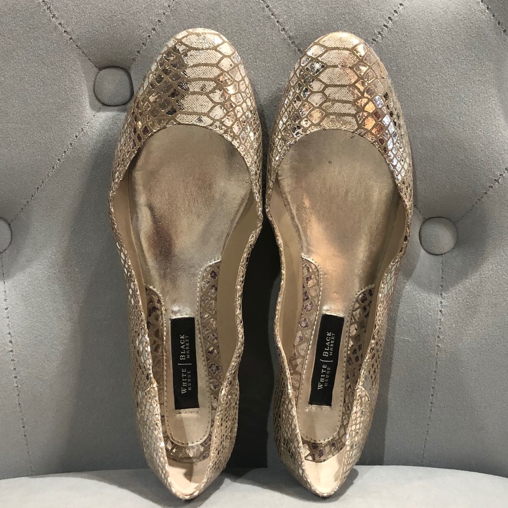 Silver Snakeskin Patterned Flats - image 5